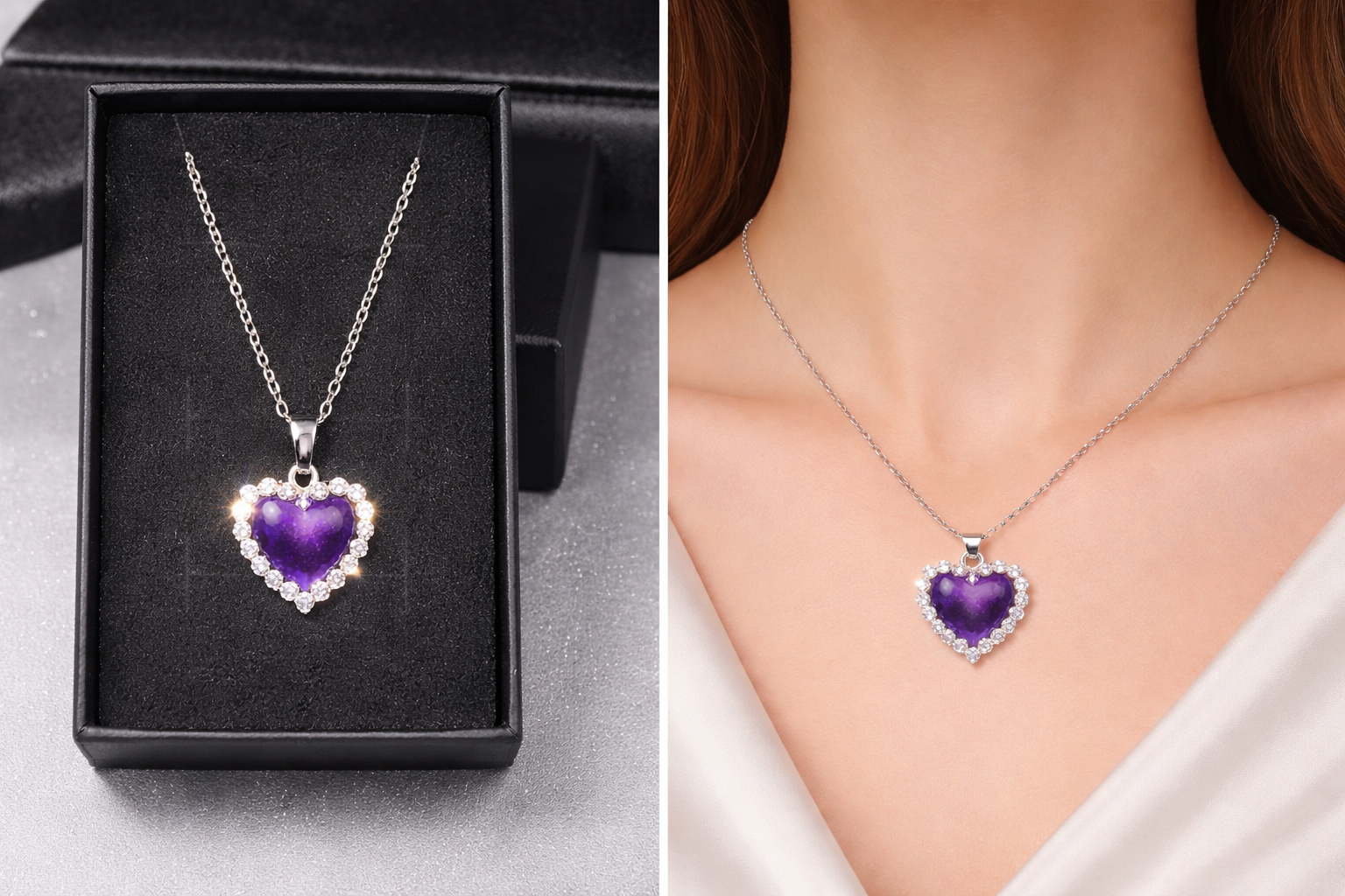 Elegant Diamanté Heart Pendant