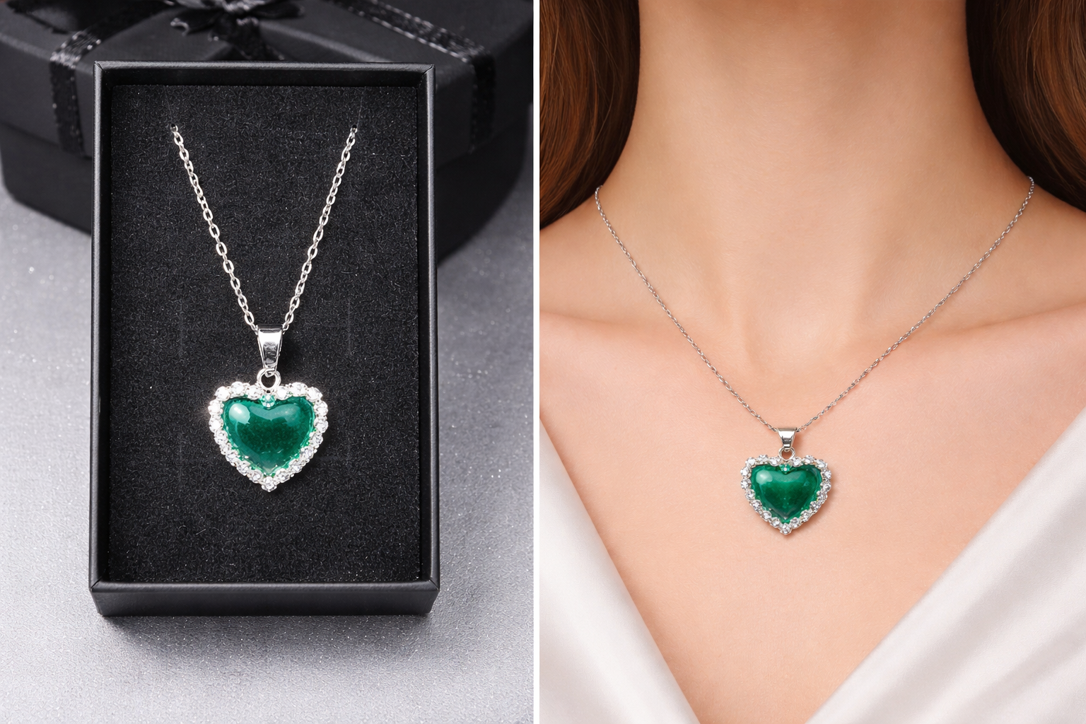 Elegant Diamanté Heart Pendant