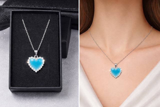 Elegant Diamanté Heart Pendant