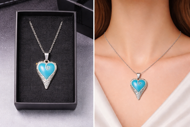 Handcrafted Heart Pendant with Custom Resin Centre