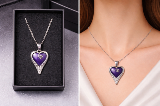 Handcrafted Heart Pendant with Custom Resin Centre